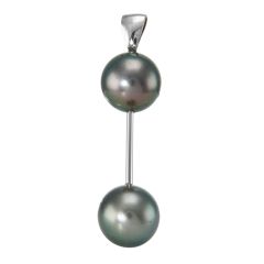 Pendentif 2 Perles de Tahiti en Or Blanc