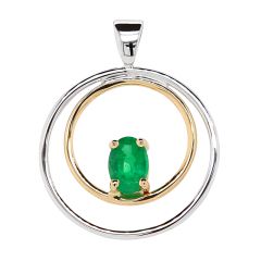 Pendentif 2ors 750 Emeraude Ovale 7x5mm
