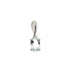 Pendentif Aigue Marine Ovale 6x4mm Or Blanc 375