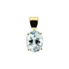Pendentif Aigue Marine Ovale 9x7mm Or Jaune