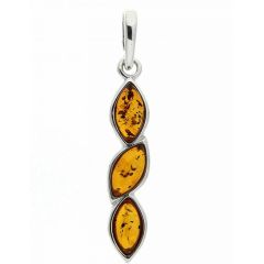 Pendentif Ambre 3 navettes sur Argent 925