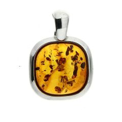 Pendentif Ambre coussin 14x14mm sur Argent 925