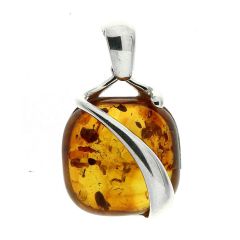 Pendentif Ambre coussin 16x16mm sur Argent 925