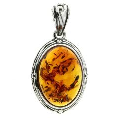 Pendentif Ambre ovale 18x14mm sur Argent 925