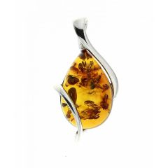 Pendentif Ambre poire 15x10mm en Argent 925