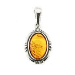 Pendentif Argent 925 Ambre Ovale 12x8mm