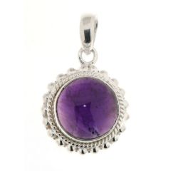 Pendentif Argent 925 Améthyste Ronde 12mm