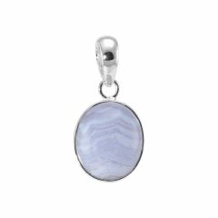Pendentif Argent 925 Calcédoine Cabochon Ovale 14x12mm