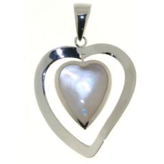 Pendentif Argent 925 Coeur Nacre blanche