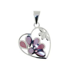 Pendentif Argent 925 Coeur Nacre rose