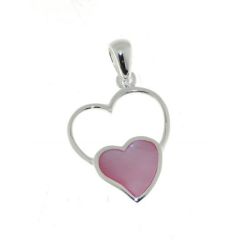 Pendentif Argent 925 Coeur Nacre rose