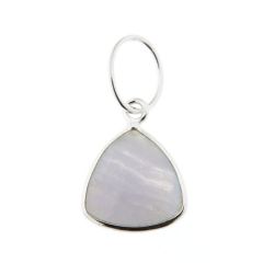 Pendentif Argent 925 et Calcédoine Bleue Triangulaire 10x10mm