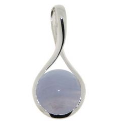 Pendentif Argent 925 et Calcédoine Bleue