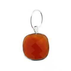 Pendentif Argent 925 et Cornaline Coussin 10x10mm