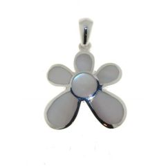 Pendentif Argent 925 Fleur Nacre Blanche