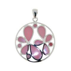 Pendentif Argent 925 Fleurs Nacre rose