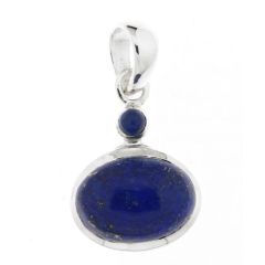 Pendentif Argent 925 Lapis Rond 3mm et Ovale 16x10mm