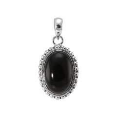 Pendentif Argent 925 Onyx Cabochon Ovale 18x12mm