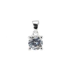 Pendentif Argent 925 Oxyde de Zirconium Rond 6mm