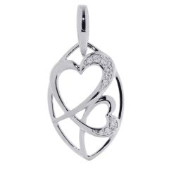 Pendentif Argent 925 rhodié et oxyde de zirconium>br>Coeurs entrelacés