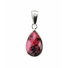 Pendentif Argent 925  Rhodonite Poire  facettée 12x8mm