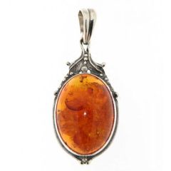 Pendentif Ambre Véritable Baltique Avec Argent 925 - Occasion, 1,4 G, Forme Goutte