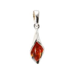 Pendentif Argent Ambre Navette 10x5mm