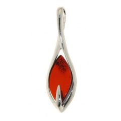 Pendentif Argent Ambre Navette 18x9mm