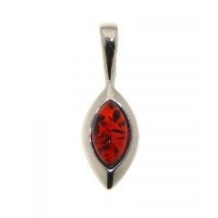 Pendentif Argent Ambre Navette 9x5mm