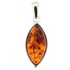 Pendentif Argent Ambre Navette
