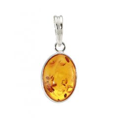 Pendentif Argent Ambre Ovale 12x8mm