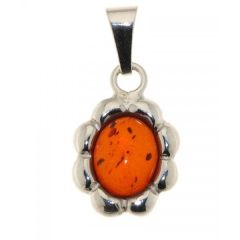 Pendentif Argent Ambre Ovale 9x7mm