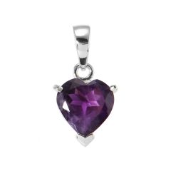 Pendentif Argent Améthyste Coeur 10x10mm