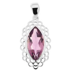 Pendentif Argent Améthyste Navette 16x8mm