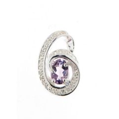 Pendentif Argent Améthyste Ovale 7x5mm et Oxyde