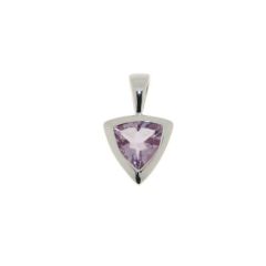 Pendentif Argent Améthyste Trillion 8mm Serti Clos