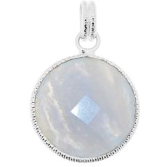 Pendentif Argent Calcédoine Rond 20mm