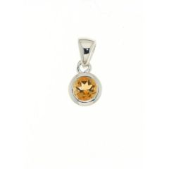 Pendentif Argent Citrine 5mm Serti Clos