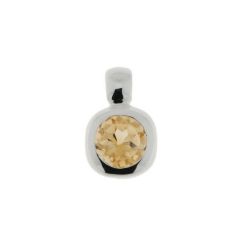 Pendentif Argent Citrine Ronde 8mm