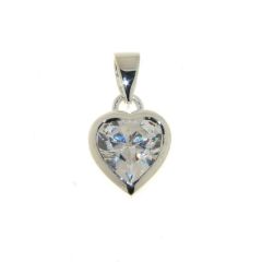 Pendentif Argent Coeur Oxyde de zirconium Blanc