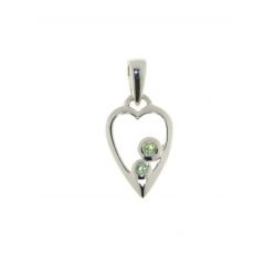 Pendentif Argent Coeur Péridot 1.5 et 2mm