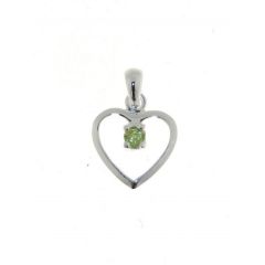Pendentif Argent Coeur Péridot 3mm