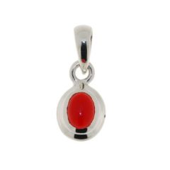 Pendentif Argent Cornaline Cabochon ovale 8x6mm