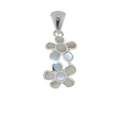 Pendentif Argent Fleurs Nacre Blanche
