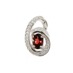 Pendentif Argent Grenat Ovale 7x5mm et Oxyde