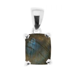 Pendentif Argent Labradorite Rectangulaire 12x10mm