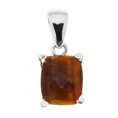 Pendentif Argent Oeil de Tigre Rectangulaire 12x10mm
