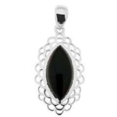 Pendentif Argent Onyx Navette 16x8mm