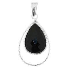 Pendentif Argent Onyx Poire 20x15mm