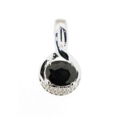Pendentif Argent Oxyde de Zirconium Noir Ovale 9x7mm